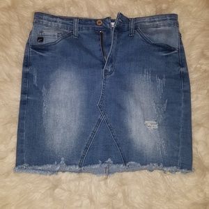 Distressed Denim Skirt